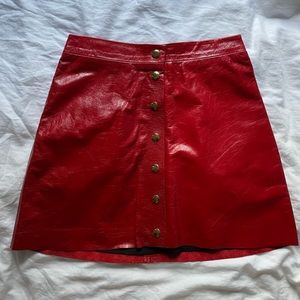 Red leather Reformation skirt